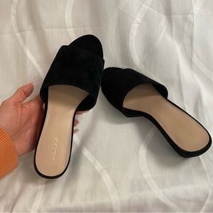Aldo Black Suede Mules Size 9